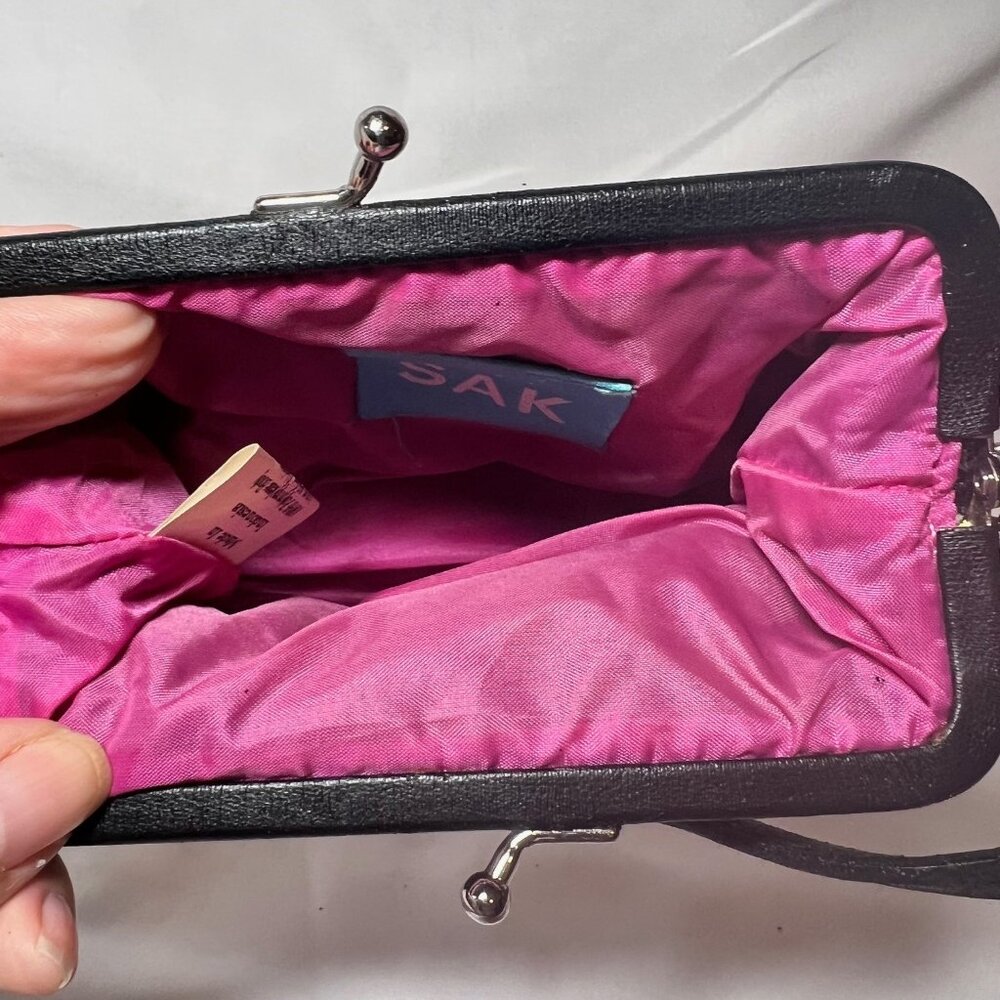 The Sak-Miniture Purse-Black/Fuchsia/Green/Yellow Stripes-Lined Pink-Wrist Purse - Picture 13 of 16